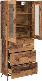 vidaXL Υψηλός Ντουλάπι με Ράφι 2 pcs Παλιό ξύλο Επεξεργασμένο ξύλο