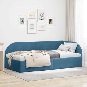 vidaXL Κρεβάτι Γωνίας με κεφαλάρι Μπλε 90 x 200 cm Βελούδο