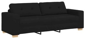 vidaXL Καναπές 3 pcs Μαύρο Ύφασμα μείγματος λινών