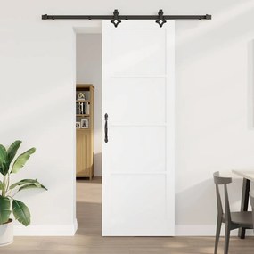 vidaXL Συρόμενη Πόρτα με Σετ Υλικών Λευκή 78x232 εκ. Συμπαγές Ξύλο Πεύκος