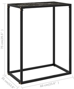 vidaXL Τραπέζι Κονσόλα Μαύρο 60 x 35 x 75 εκ. από Ψημένο Γυαλί
