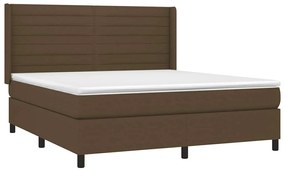 vidaXL Κρεβάτι Boxspring με Στρώμα &amp; LED Σκ.Καφέ 180x200εκ. Υφασμάτινο