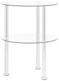322787 322787 vidaXL 2-Tier Side Table Transparent 38 cm Tempered Glass Διαφανές, 1 Τεμάχιο