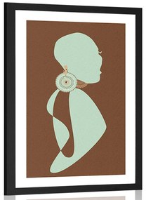 Αφίσα με παρπαστού Γυναικεία φιγούρα σε σκοτεινό φόντο - 30x45 white