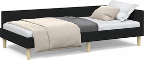 vidaXL Κρεβάτι Γωνίας Μαύρο 90 x 200 cm ύφασμα