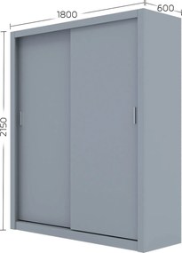 Ντουλάπα Reflex Γκρι 180x60x215cm