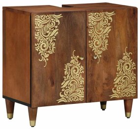 vidaXL Ντουλάπι νιπτήρα μπάνιου με πόρτα καφέ μελί 62 x 33 x 58 εκ.