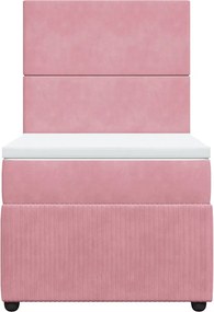 vidaXL Κρεβάτι Boxspring με Στρώμα Ροζ 80 x 200 εκ. Βελούδινο