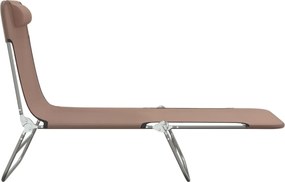 vidaXL Ξαπλώστρες Πτυσσόμενες 2 τεμ. Καφέ από Textilene &amp; Ατσάλι