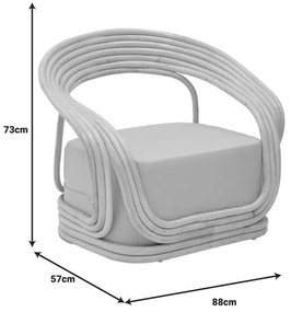 Πολυθρόνα Radictive rattan pe σε φυσική απόχρωση με μπεζ μαξιλάρι 88x57x73εκ 88x57x73 εκ.