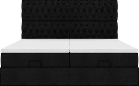 vidaXL Οθωμανικό κρεβάτι με στρώματα Μαύρο 180x200cm Ύφασμα