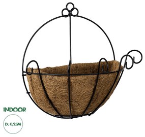 GloboStar® Artificial Garden KOUFONISIA 20482 Επιτοίχιο Κασπώ Γλάστρα - Flower Pot από Φλοιό Καρύδας Καφέ Φ25cm x Υ15cm