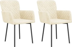 vidaXL Καρέκλες Τραπεζαρίας 2 τεμ. Κρεμ Βελούδινες