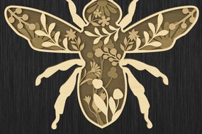 Intra απο ξύλο plywood Χρώμα wenge 3mm-4mm πάχος - Floral Bee Layered Δίασταση 30x20 cm INTRAFABR-114760437