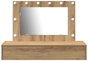 vidaXL Καθιστικό τοίχου με LED φώτα καρυδιάς