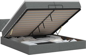 vidaXL Κρεβάτι Ottoman με στρώμα Σκούρο Γκρι 200 x 200 cm Ύφασμα