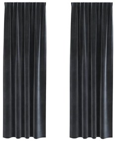 vidaXL Κουρτίνες με κουρτίνες 2 pcs Σκούρο γκρι 140 x 225 cm Βελούδο