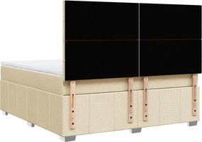 vidaXL Κρεβάτι Boxspring με Στρώμα Κρεμ 180x200 εκ. Υφασμάτινο