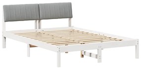 vidaXL Σκελετός Κρεβατιού Λευκό και ανοιχτό γκρι 140 x 190 cm