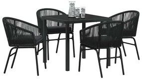 vidaXL Σέτ φαγητού για κήπο 5 pcs Μαύρο Πολυ ράταν