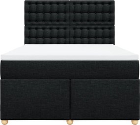 vidaXL Κρεβάτι Boxspring με Στρώμα Μαύρο 140x200 εκ. Υφασμάτινο