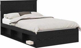 vidaXL Σκελετός Κρεβατιού Μαύρη Δρυς 135 x 190 cm Επεξεργασμένο Ξύλο