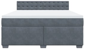 vidaXL Κρεβάτι Boxspring με Στρώμα Σκούρο Γκρι 180x200 εκ. Βελούδινο