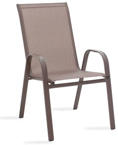 Πολυθρόνα Calan pakoworld μέταλλο σκούρo καφέ-textilene καφέ 55x75x90εκ