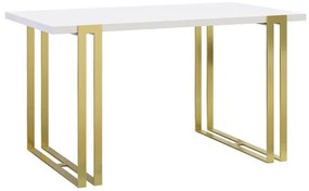 Τραπέζι Comfivo 179, Άσπρο, Χρυσό, 76x80x140cm, Επιμήκυνση, Πλαστικοποιημένη μοριοσανίδα, Μέταλλο | Epipla1.gr