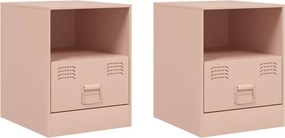 vidaXL Κομοδίνα 2 τεμ. Ροζ 34,5 x 39 x 44 εκ. από Χάλυβα
