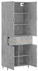 vidaXL Ντουλάπι Γκρι Σκυροδέματος 69,5x34x180 εκ. Επεξεργασμένο Ξύλο