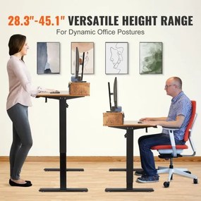 VEVOR Height Adjustable Desk, 47.2&quot; x 23.6&quot; Electric Dual Monitor Riser Workstation, Whole Piece Desk Board Sit to Stand, 3-Key Modes Sturdy Dual Metal Frame,180LBS Capacity for Computer Home &amp; Office