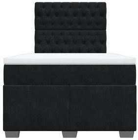 vidaXL Κρεβάτι Boxspring με Στρώμα Μαύρο 120 x 200 εκ. Βελούδινο