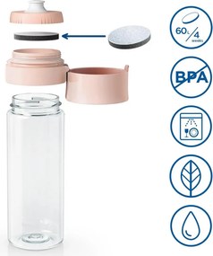 Φιάλη νερού με φίλτρο Brita Fill & Go Vital, 600 ml, φίλτρα MicroDisc, χωρίς BPA, ροζ