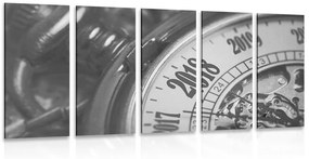 Ρολόι τσέπης vintage με 5 μέρη σε μαύρο & άσπρο