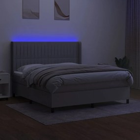 Κρεβάτι Boxspring με Στρώμα &amp; LED Αν.Γκρι 160x200εκ. Υφασμάτινο - Γκρι