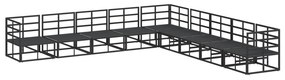 vidaXL Σετ Καναπέ Κήπου 9 pcs Μαύρο 353 x 353 x 71 εκ Αλουμίνιο