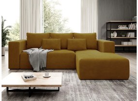 Γωνιακός καναπές - Κρεβάτι Striper με αποθηκευτικό χώρο, 255x161x91cm, Μουσταρδί - Δεξιά Γωνία - PL2334