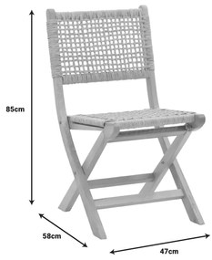 Καρέκλα πτυσσομενη Xianju pakoworld ξύλο οξιάς και σχοινί σε φυσική απόχρωση 47x58x85εκ