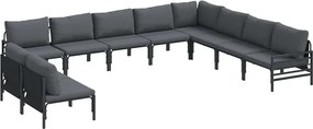 vidaXL Σετ Καναπέ Κήπου Ανθρακί Ατσάλι