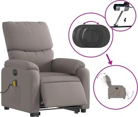 vidaXL Πολυθρόνα Μασάζ Ηλεκτρική Ανακλ.Taupe Υφασμάτινη