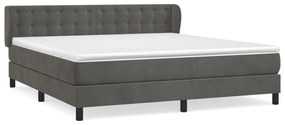 vidaXL Κρεβάτι Boxspring με Στρώμα Σκούρο Γκρι 160x200 εκ. Βελούδινο