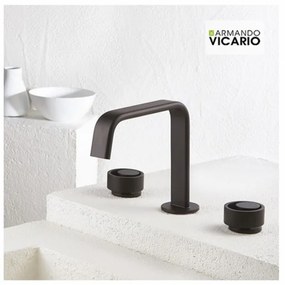 Armando Vicario Halo Black Matt Μπαταρία Νιπτήρος 3 οπών με βαλβίδα clic-clac