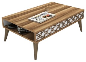 COFFEE TABLE MELAMINE  IN WALNUT COLOR AND WHITE SIDES 105x60x36.6Hcm.