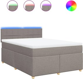 vidaXL Κρεβάτι Boxspring με Στρώμα Taupe 140x190 εκ. Υφασμάτινο
