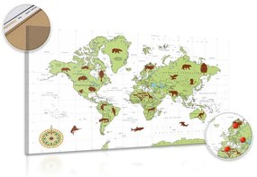 Εικόνα στο χάρτη του φελλού με τα ζώα - 120x80  wooden