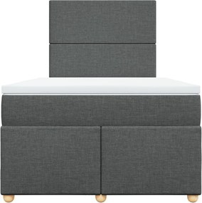vidaXL Κρεβάτι Boxspring με Στρώμα Σκούρο Γκρι 120x190 εκ Υφασμάτινο