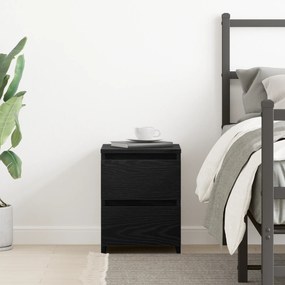 vidaXL κομοδίνο  με συρτάρια Μαύρος Δρυς 30x30x40 εκ