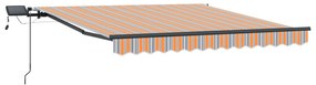 vidaXL Μηχανική Ανασυρόμενη Τέντα με Ριγέ LED 300x250 εκ.