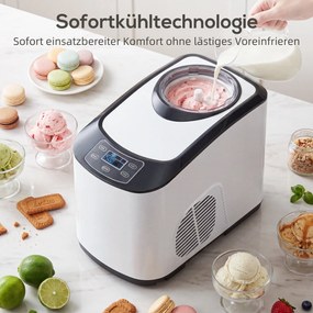 Παγωτομηχανή χωρίς προκατάψυξη με ενσωματωμένο συμπιεστή, 1,5L, λευκό